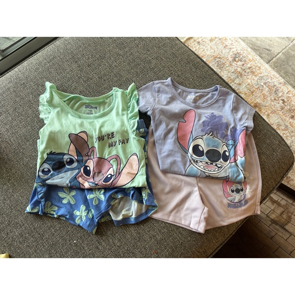 Disney Lilo & Stitch Girls shorts set bundle 2-Pack Shorts Tank Tee Size 5/6 6